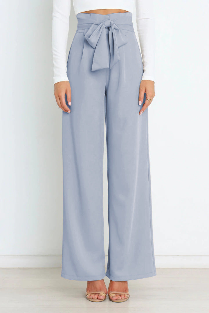 Levoire | Pantalon Large Taille Haute Pour Femmes Bleu ciel
