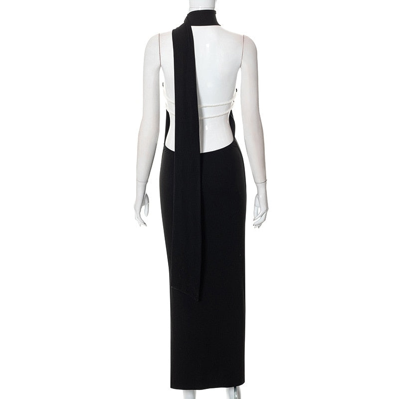 Levoire | Noir Fils Perle Jupe Longue Robe