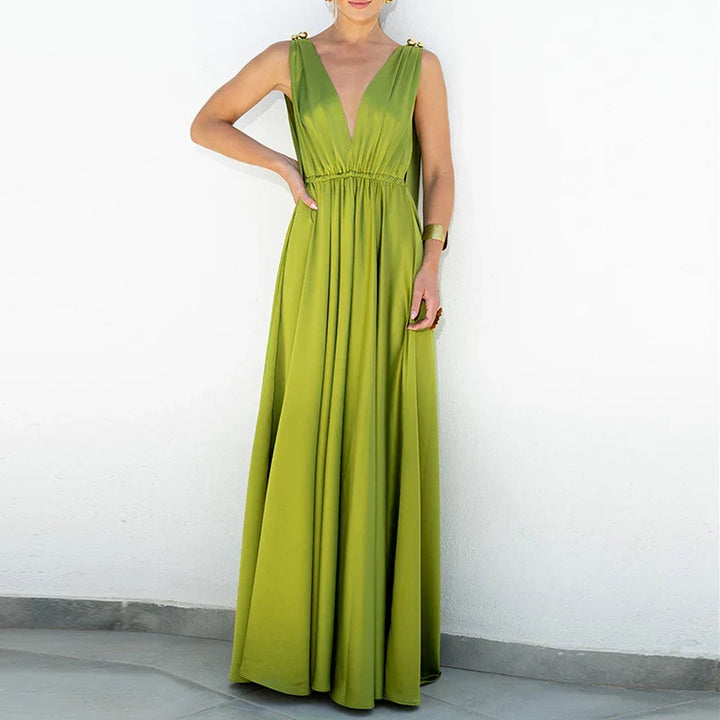 Levoire | Élégante Robe Maxi Boho Dos Nu À Décolleté En V