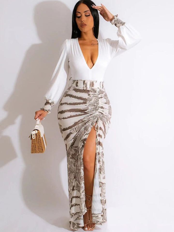 Levoire | Robe Maxi Dyp V-Glad Zebra