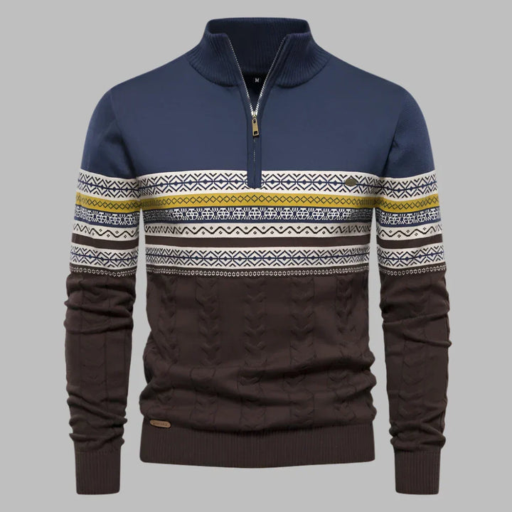 Levoire | Pull Pour Hommes Avec Motif En Tricot Rayé Bleu