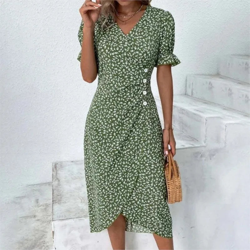 Levoire | Robe Enveloppante Blossom Vert