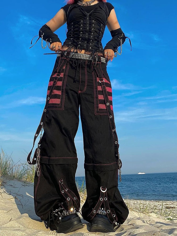 Levoire | Pantalon Élégant Levoire | Pantalon Pour Femmes Rouge Noir