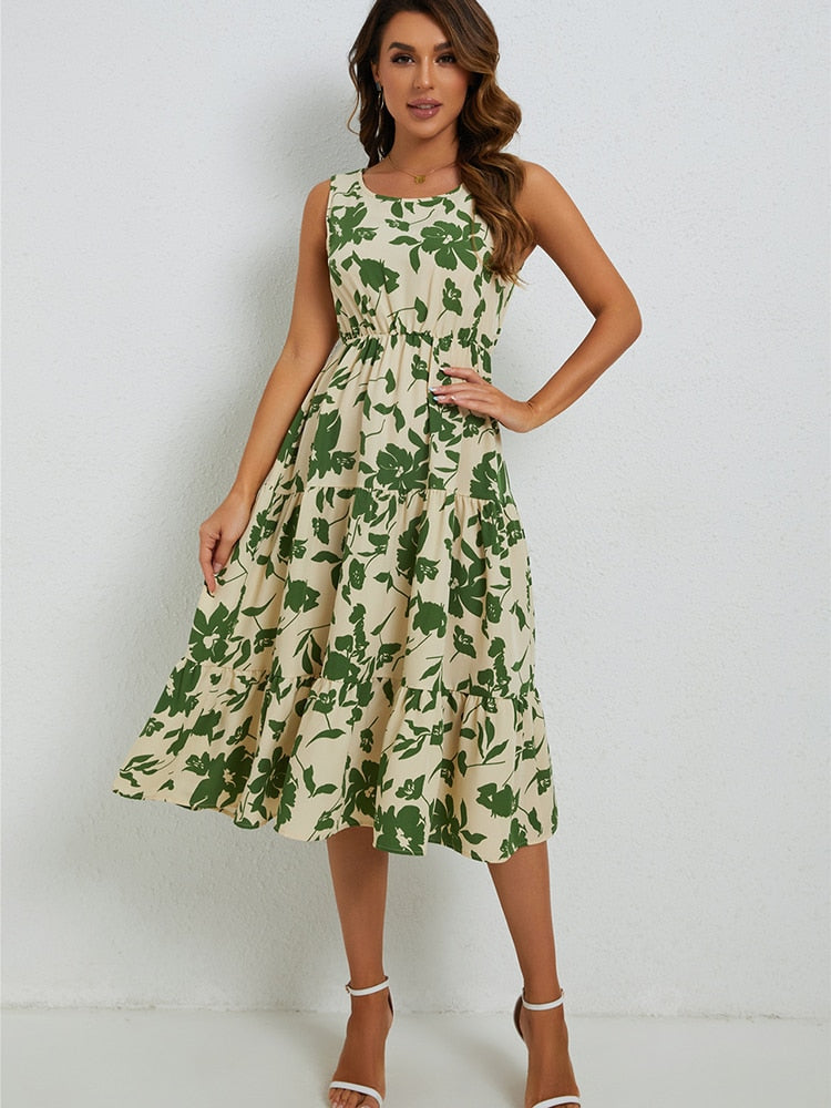 Levoire | Robe Midi À Fleurs Coupe Elegante Femmes