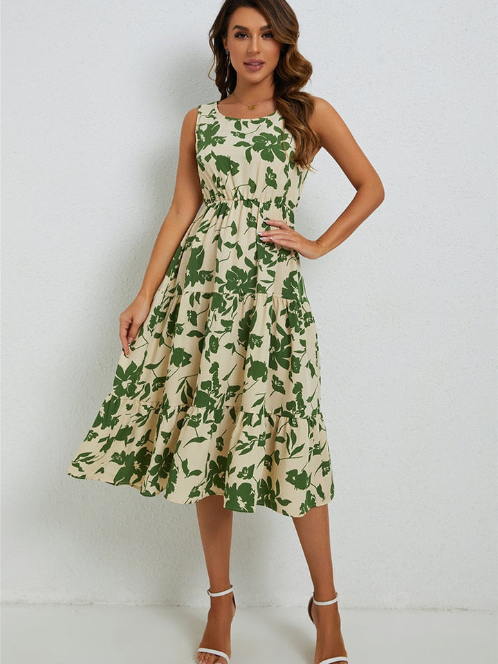 Levoire | Robe Midi À Fleurs Coupe Elegante Femmes