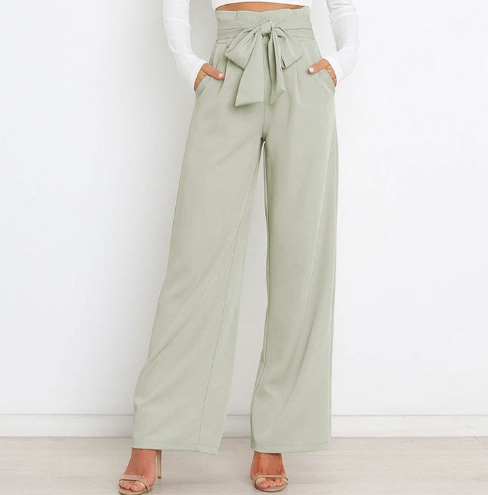 Levoire | Pantalon Large Taille Haute Pour Femmes Vert clair