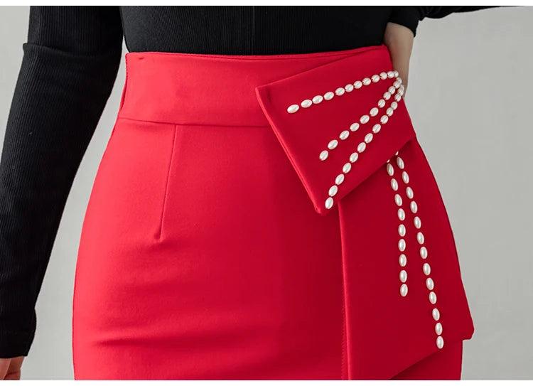 Levoire | Femmes Automne Patchwork Jupe Taille Haute