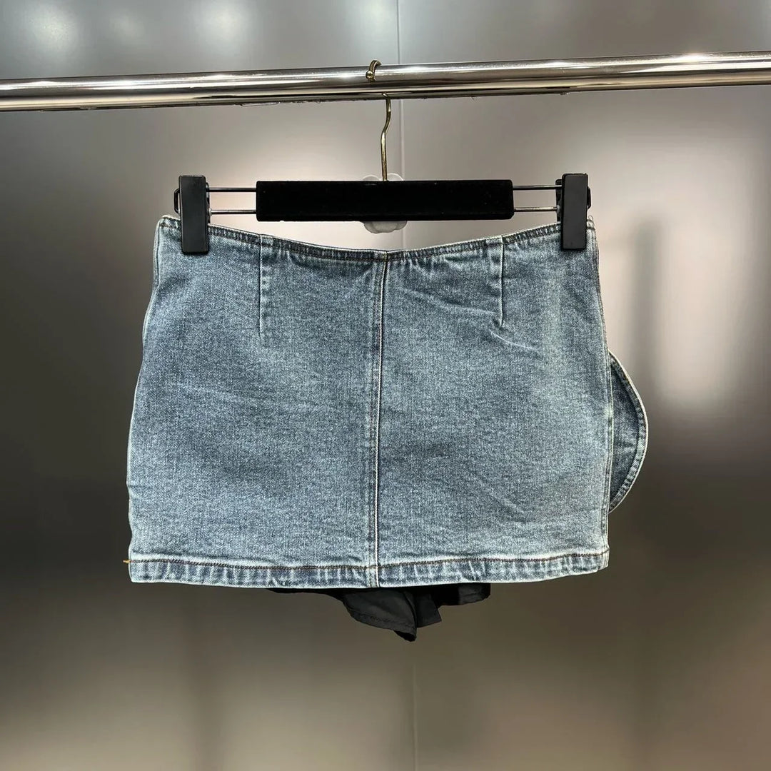 Levoire | Y2K Boucles Métalliques Super Court Mini Jupe En Denim