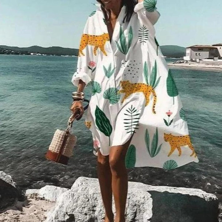 Levoire | Élégant Et Confortable Robe D'Été Pantherprint