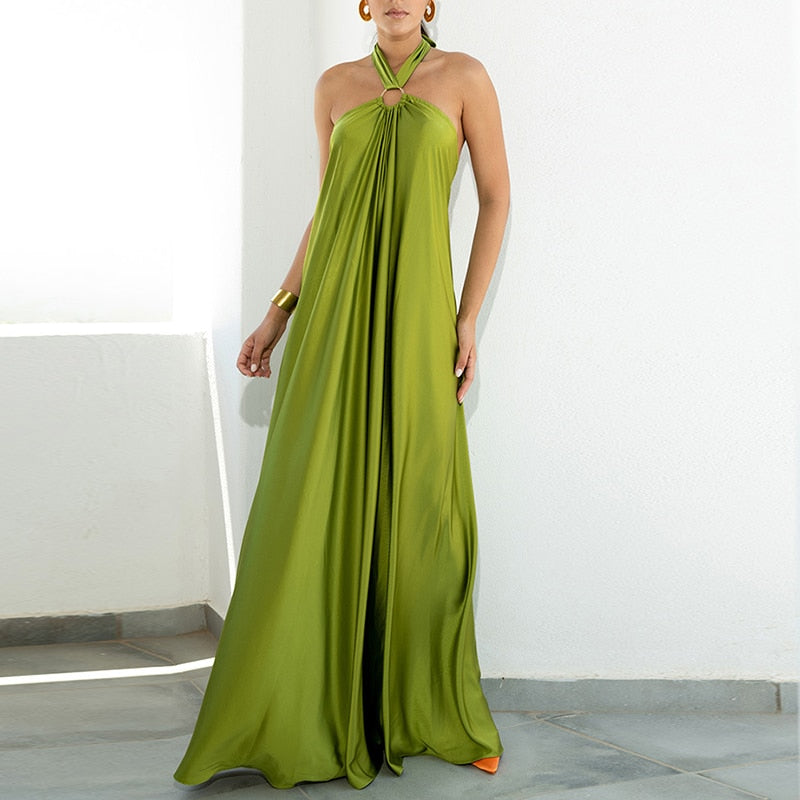 Levoire | Dos Nu | Robes Maxi Lâches À Tube Halter Vert clair