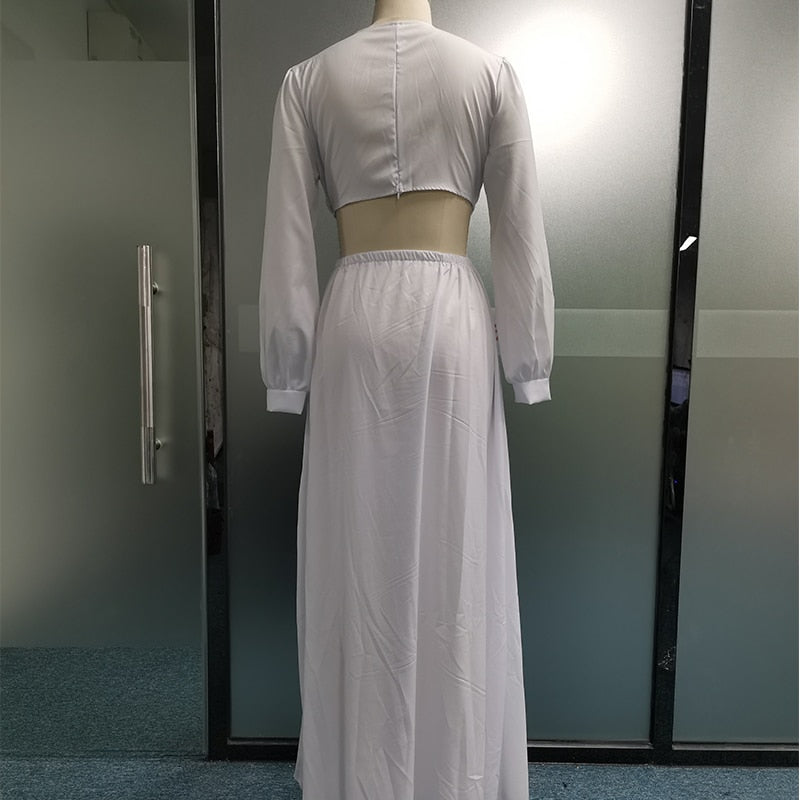 Levoire | Huleplissé Volant Manches Longues Robes Maxi