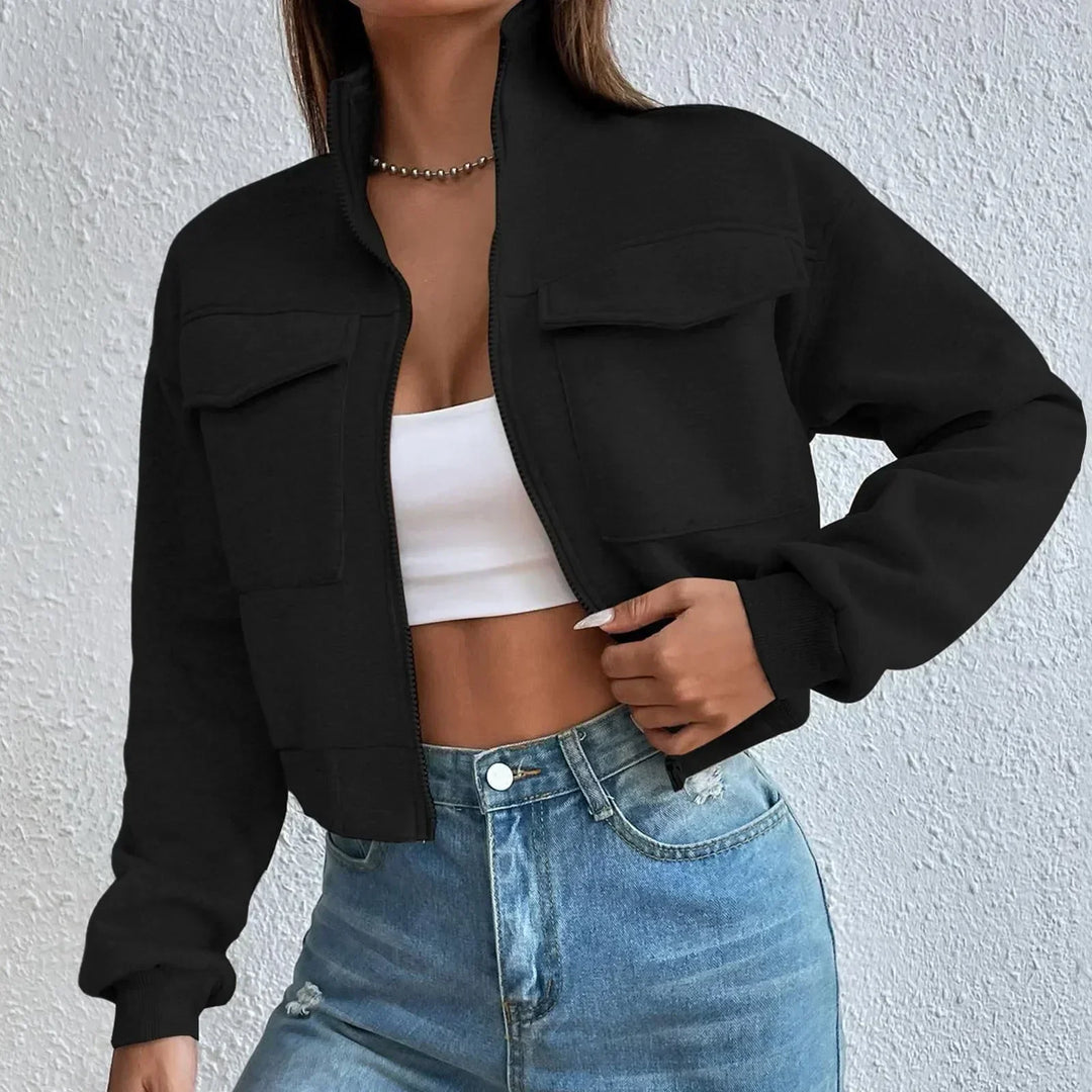 Levoire | Veste Courte À Manches Longues Confortable Avec Poches Noir