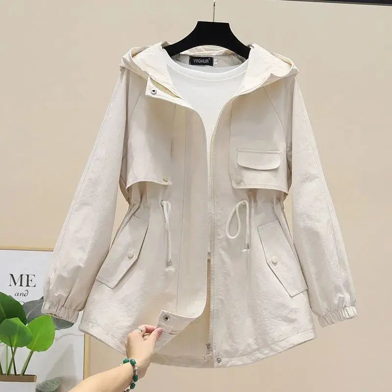 Levoire | Trench-Coat Femme De Printemps/Automne Avec Capuche Et Cordon