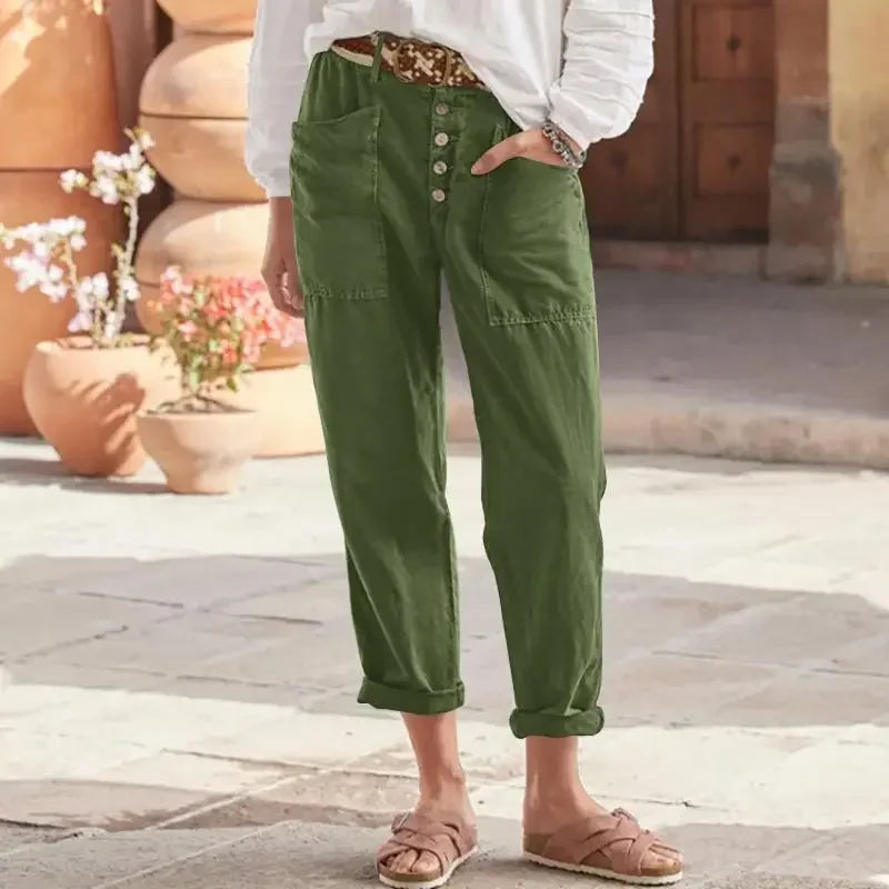 Levoire | Pantalon Chic À Coupe Décontractée Vert Armée