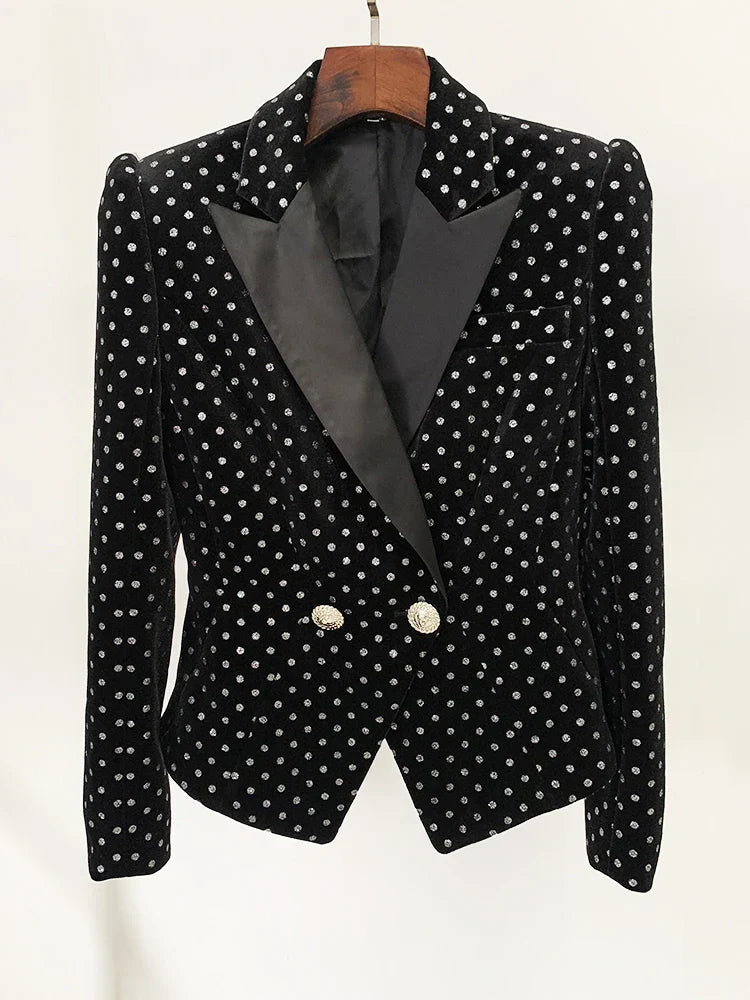 Levoire | Blazer En Velours À Pois Scintillants noir