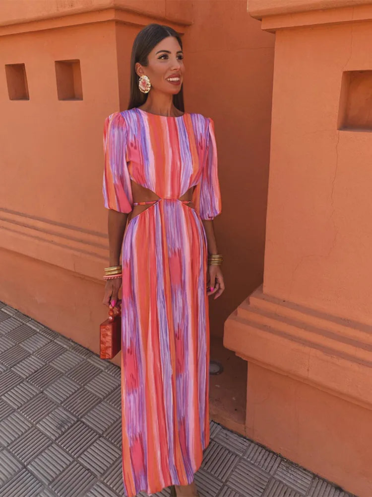 Levoire | Robe Dos Nu À Lacets À Rayures Style 1