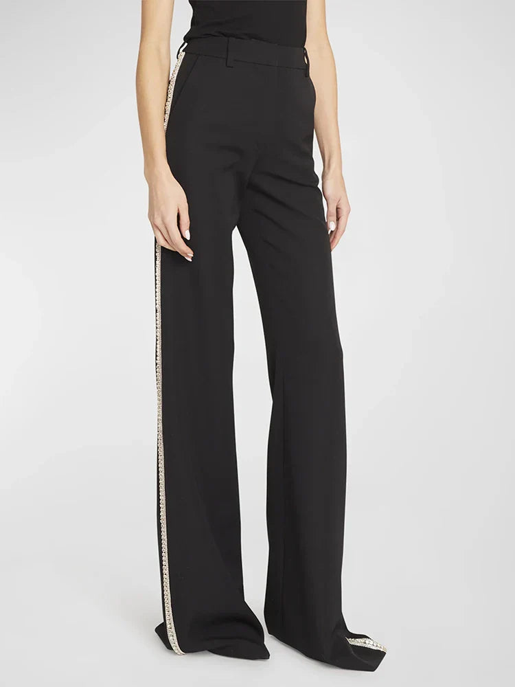 Levoire | Veste Designer Blazer Brodé De Cristaux Diamonds Pantalon Droit Ce pantalon