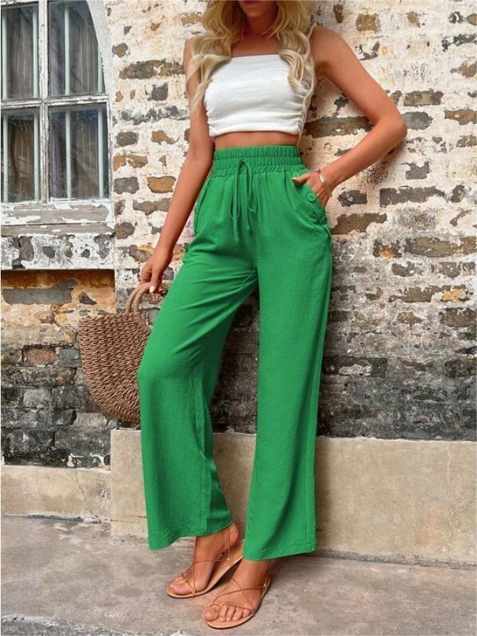 Levoire | Femme Pantalon Taille Haute - L'été Vert D'herbe