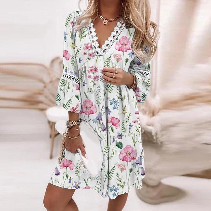 Levoire | Breezy Blooms Robe D'Été Blanc-Rose
