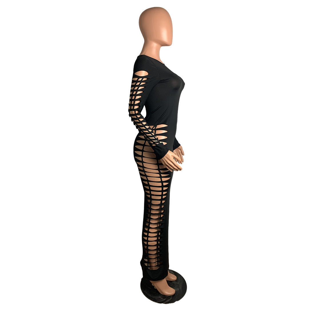 Levoire | Robe Maxi Bodysuit À Manches Longues Avec Longueur Sur Le Côté