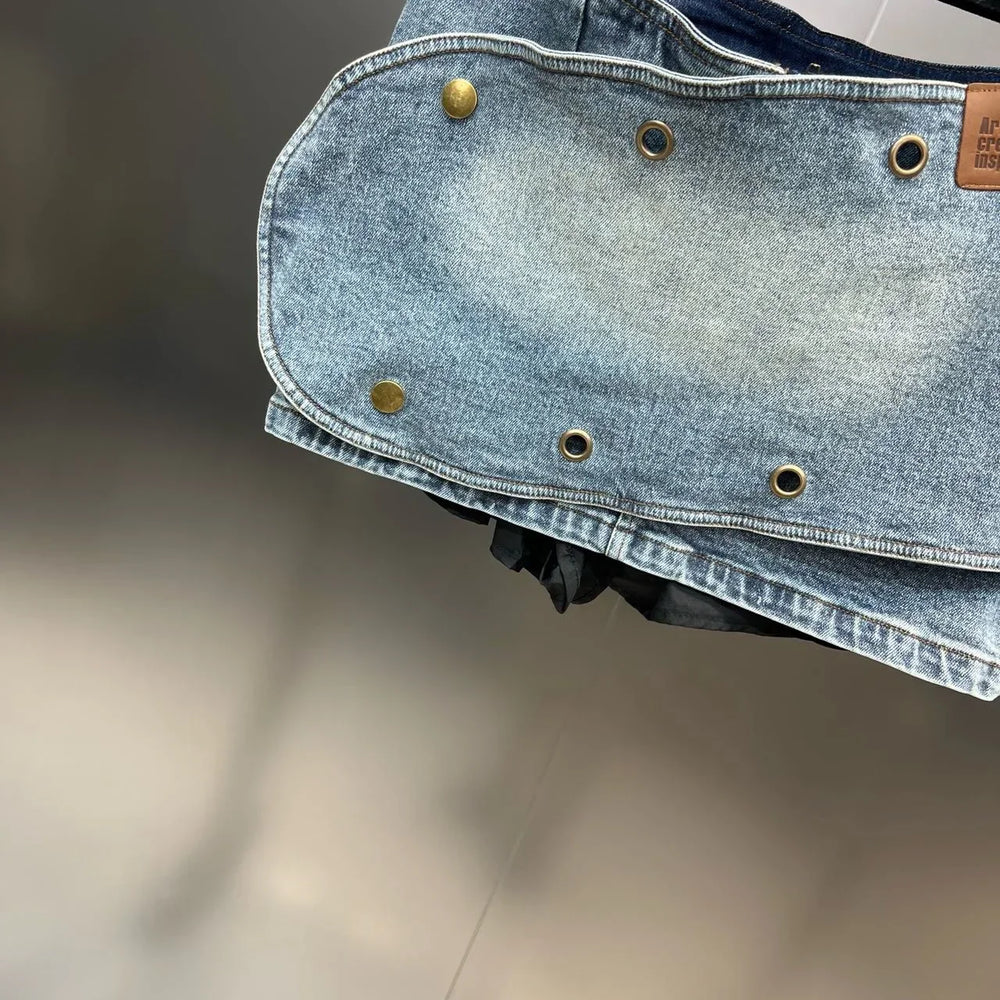 Levoire | Y2K Boucles Métalliques Super Court Mini Jupe En Denim