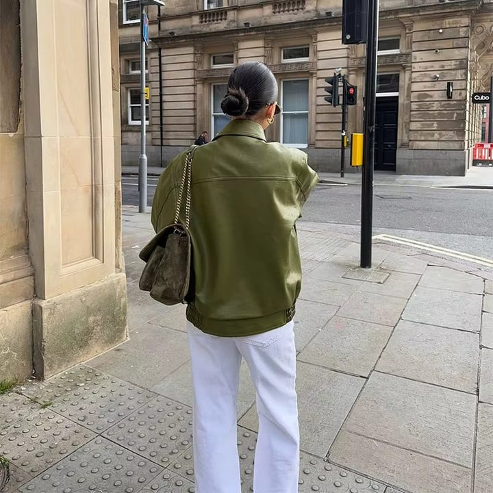 Levoire | Veste En Cuir Oversized Avec Élégance Urbaine