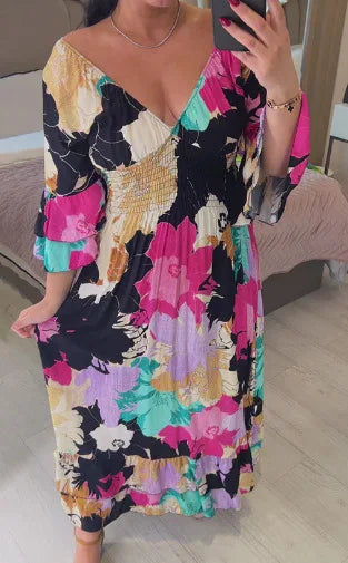 Levoire | Mode Florale Pour Femmes Robe Longue Noir