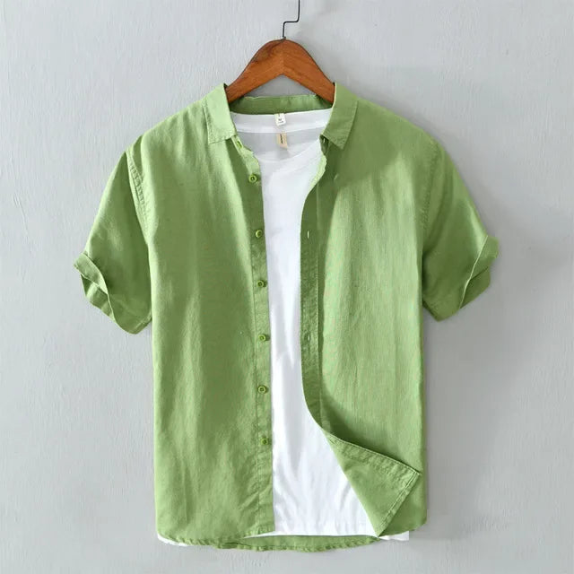 Levoire | Chemise En Lin Decontractee Intemporelle Hommes Vert