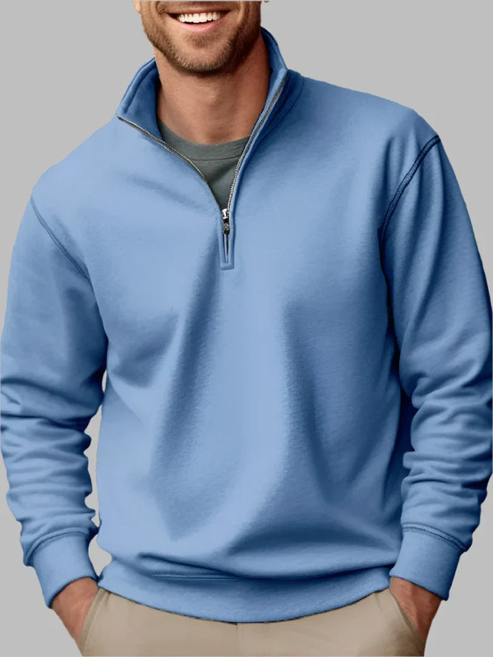 Levoire | Pull Masculin Décontracté Avec Zip Pour Le Temps Libre Bleu