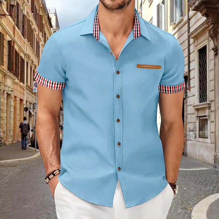 Levoire | Chemise Confortable À Manches Courtes D'Été Décontractée Bleu ciel