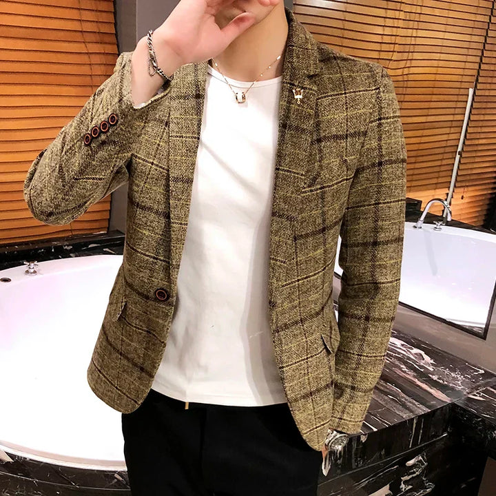 Levoire | Blazer Pour Hommes À Motif Élégant Pour Toutes Les Occasions Khaki
