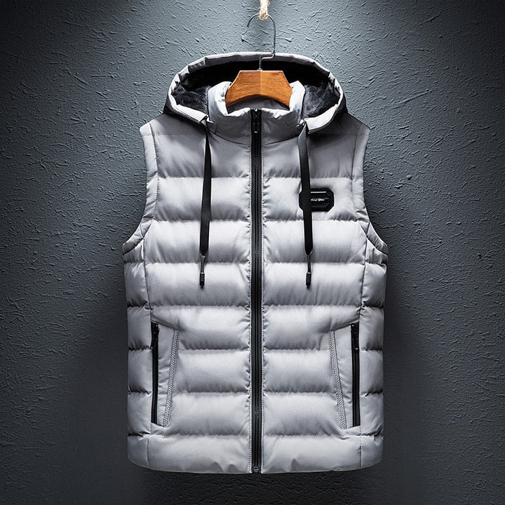 Levoire | Gilet avec Design Matelassé et Capuche pour l'Automne Gris