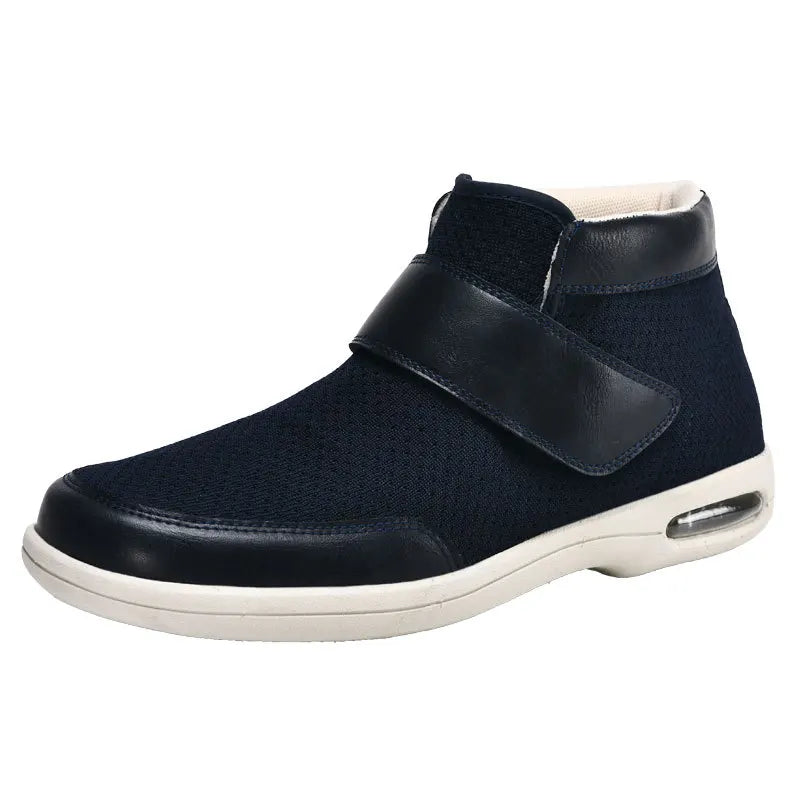 Levoire | Confortable Chaussure Large Pour Les Pieds Enflés Avec Fermeture Velcro Pour Hommes Bleu