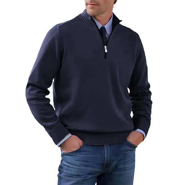 Levoire | Pullover Zip Élégant Bleu marine