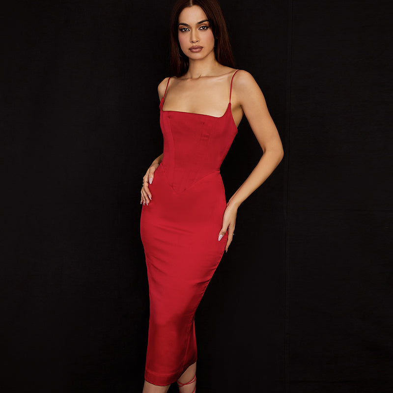 Levoire | Satin Dos Nu Ouverture Robe Maxi