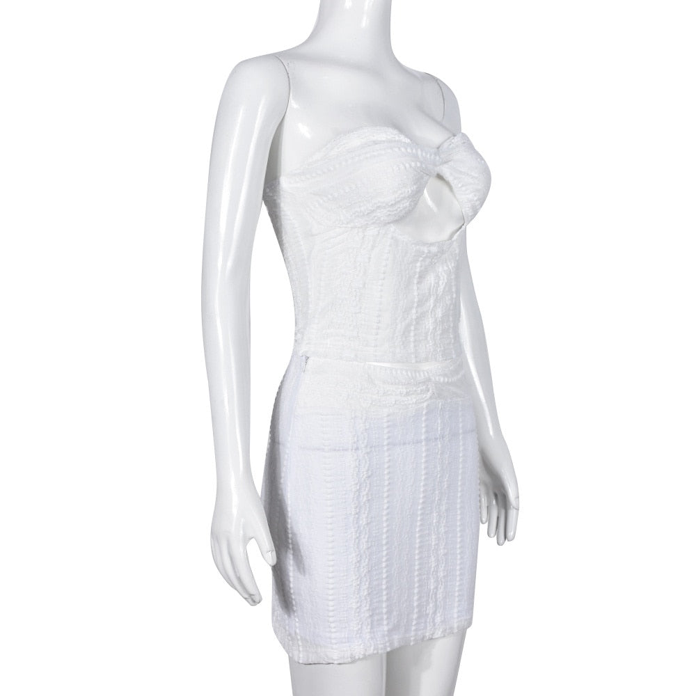 Levoire | Spiss-Hollow-Sans Bretelles Crop Top & Minijupe Ensemble