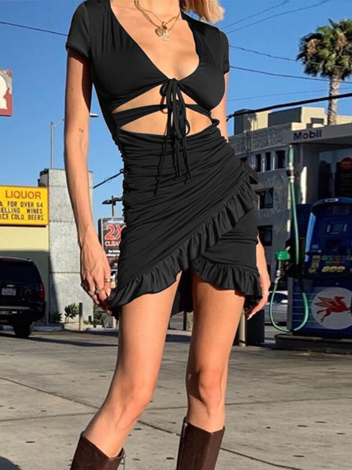 Levoire | Dyp V-Mini Robe Sans Manches Ceinture Ajustable