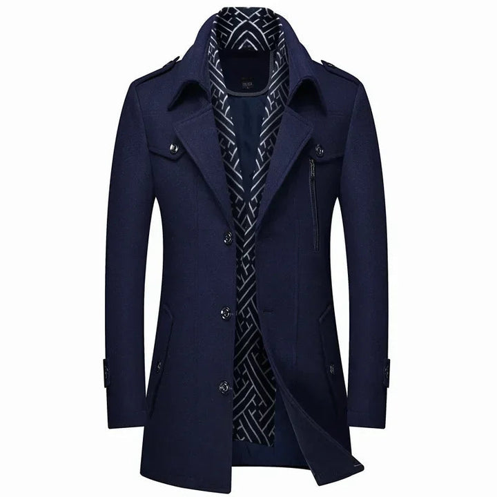 Levoire | Long Wool Coat With Buttons Bleu