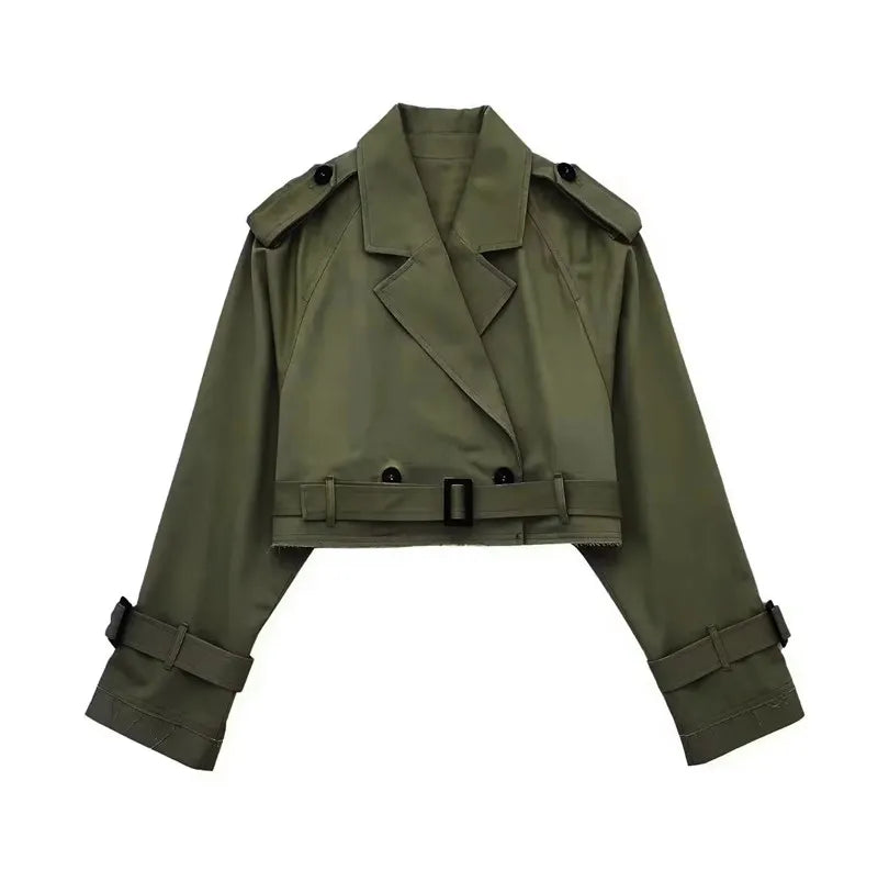 Levoire | Trench-Coat Élégant Avec Bretelles Vert armée