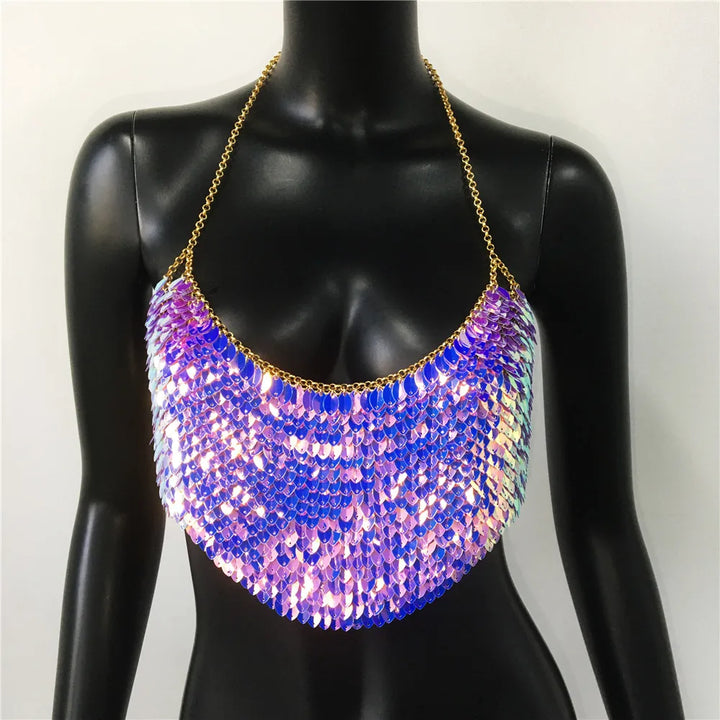 Levoire | Top Court À Sequins Métalliques Scintillant Lilas Taille unique