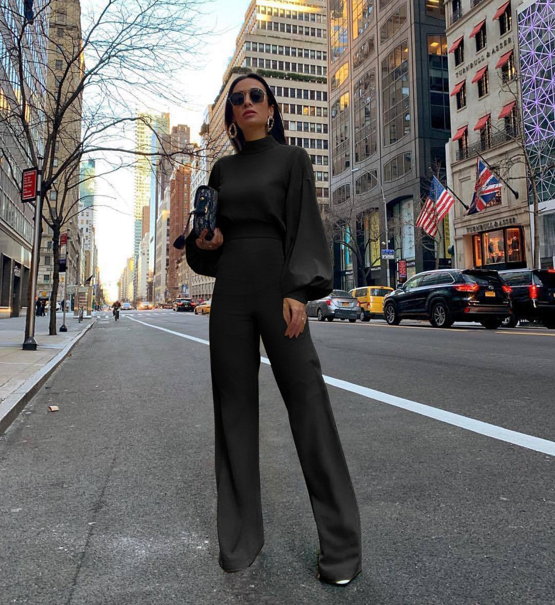 Levoire | Blouse En Fourrure Avec Pantalons Larges Noir