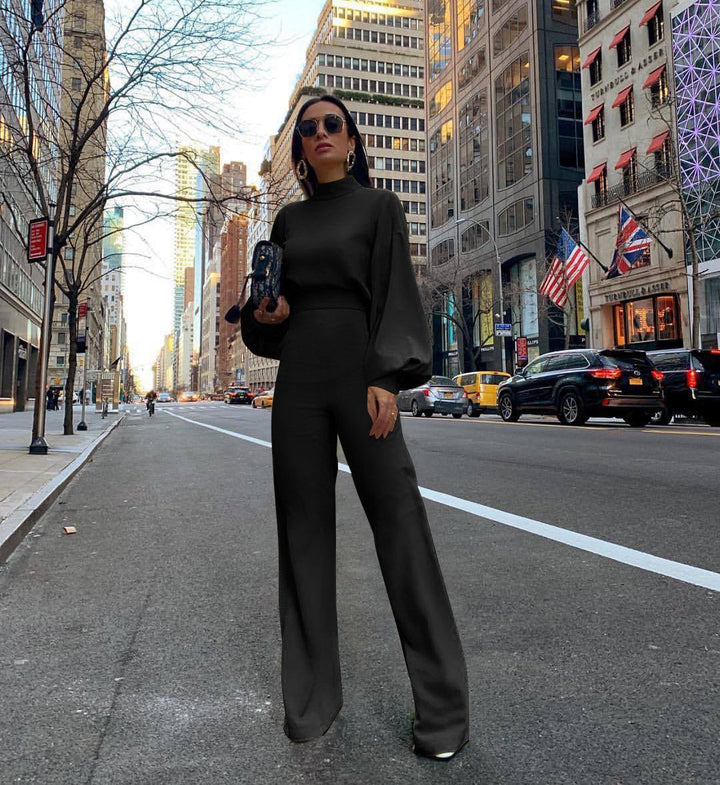 Levoire | Blouse En Fourrure Avec Pantalons Larges Noir