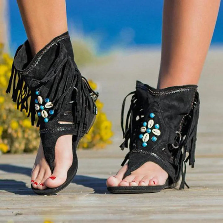 Levoire | Franges Sandales Boho Noir (Presque épuisé)