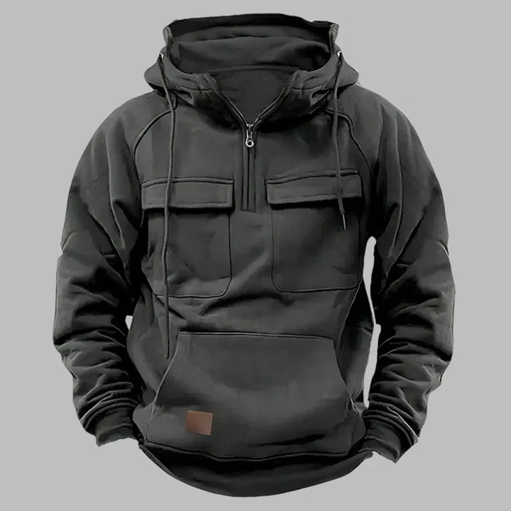 Levoire | Sweat À Capuche Chaud Pour Hommes Avec Polaire Et Fermeture Éclair Gris foncé