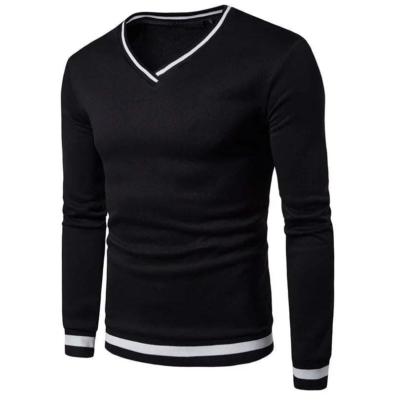 Levoire | Pull En Tricot Décontracté Avec Décolleté En V Pour Hommes Noir