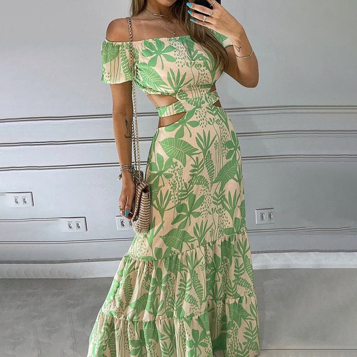 Levoire | Robe longue avec épaules dénudées Verte