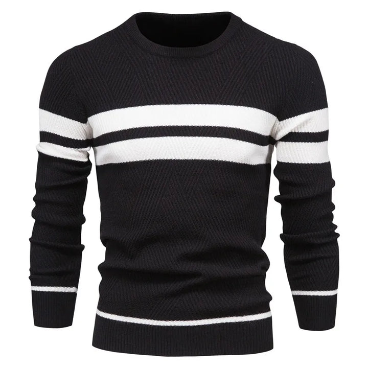 Levoire | Pull Homme Patchwork, Coupe Slim Noir