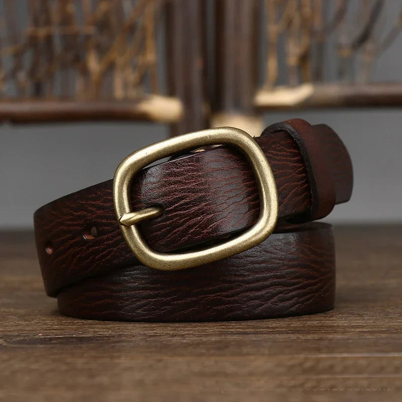Levoire | Ceinture en cuir pour femmes au look élégant Marron foncé
