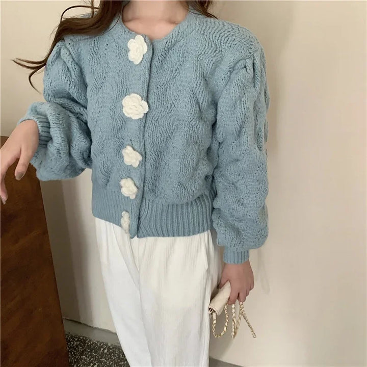 Levoire | Pull Avec Manches Bouffantes Bleu Taille unique