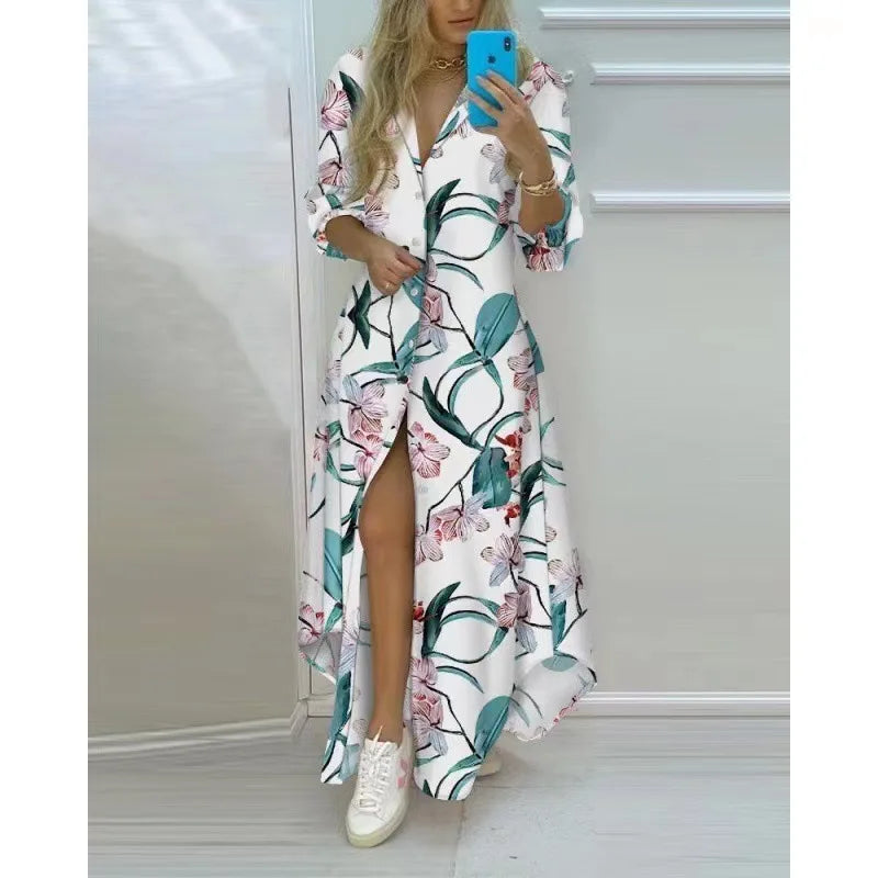 Levoire | Robe longue pour femme Fleurs vertes